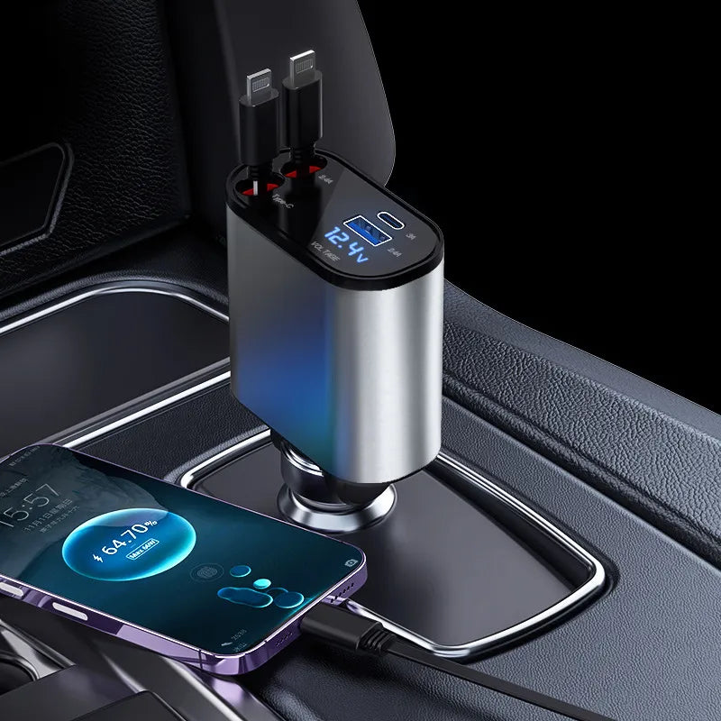 Fast-charging retractable car charger (includes 2 chargers)